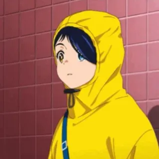 🧚‍♀ 336351fb Ai Ohto Wonder Egg Priority anime, character, girl, yellow, hoodie telegram sticker