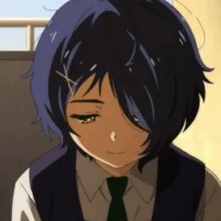 🧚‍♀ 5390c101 anime, girl, character, sad, blue hair, school uniform telegram sticker