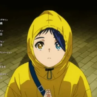 🧚‍♀ a54b0637 anime, girl, yellow hoodie, character, animation telegram sticker