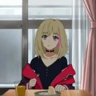 🧚‍♀ eb4d0fca anime, girl, blond hair, eating, cartoon, character telegram sticker