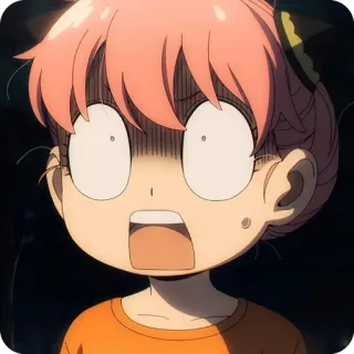 🙂 7a579043 Anya Forger Spy x Family anime, geschrokken, kind, cartoon, meisje, personage, Spy x Family, Anya Forger whatsapp sticker