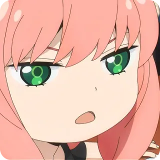 🙂 e9871fcf Anya Forger Spy x Family anime, anya forger, spy x family, cartoon, roze haar, schattig, manga whatsapp sticker