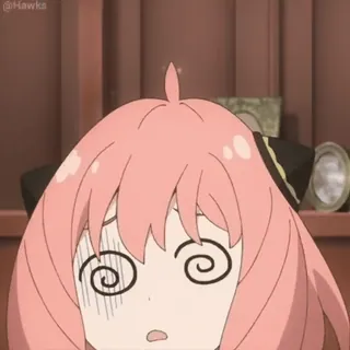 ⭐ 23adb896 Anya Forger Spy x Family Anya Forger, Spy x Family, anime, dibujos animados, confundido, mareado, divertido telegram sticker