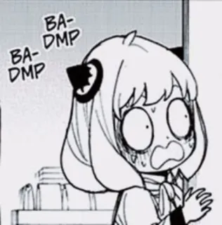 🥜 8faa7562 Anya Forger Spy x Family BA-DMP
BA-DMP Anya, Spy x Family, anime, manga, bezorgd, geschrokken, schattig, cartoon telegram sticker