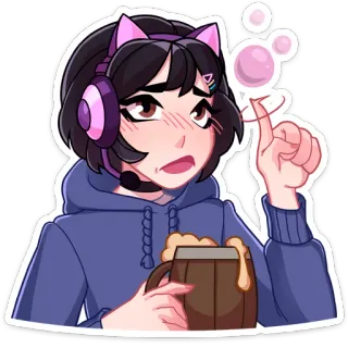 🍺 2e34244c Anime, Gaming, Kawaii, Carino, Ubriaco, Orecchie da gatto telegram sticker