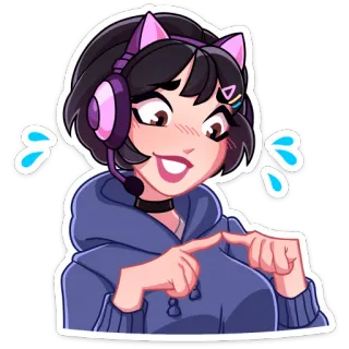 🥺 aa1e2a09 Cartone animato, Anime, Gamer, Ragazza, Cuffie, Kawaii, Carino telegram sticker