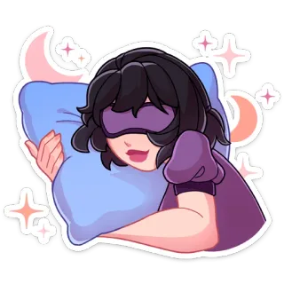 💤 dc4517d4 dormire, sonno, luna, stelle, ragazza, notte telegram sticker