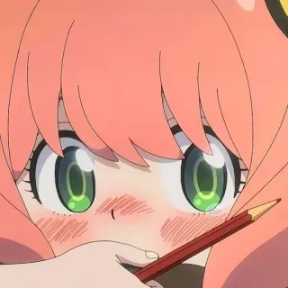 🥰 c3b90d1f Anya Forger Spy x Family Anime, Spy x Family, Anya Forger, Karakter, Pensil, Lucu, Seni telegram sticker