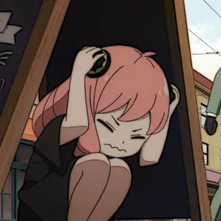 🎟 f656781a Anya Spy x Family 动漫, 阿尼亚·福杰, 可爱, 间谍过家家, 做旧, 女孩, 卡通, 担心 whatsapp sticker