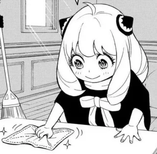 😊 e139017a Anya Forger Spy x Family Аня, Spy x Family, Аниме, Манга, Уборка, Милый, Мультфильм telegram sticker