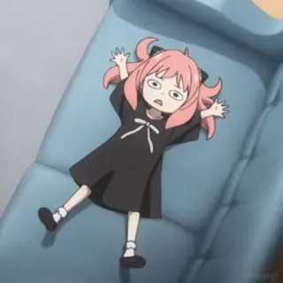 ☠ 1b30455d Anya Forger Spy x Family 动漫, 角色, 间谍过家家, 阿尼亚·福杰, 卡通, 躺着 telegram sticker