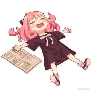 😮‍💨 b600d2dd Anya Spy x Family 阿尼亚, 动漫, 卡通, 女孩, 躺着, 困, 间谍过家家 telegram sticker