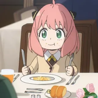 🍽 d6f4b179 Anya Forger Spy x Family 动漫, 漫画, 间谍过家家, 阿尼亚·福杰, 食物, 可爱, 卡哇伊 telegram sticker