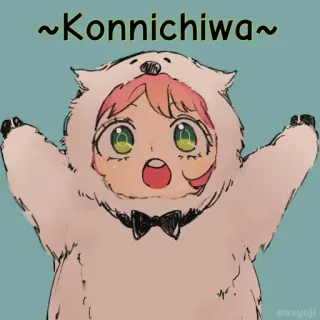 ✨ edbbd63a ~Konnichiwa~ 动漫, 熊的服装, 卡哇伊, 你好, 可爱 telegram sticker