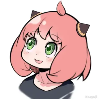 😀 f4526e9e Anya Forger Spy × Family 动漫, 卡通, 间谍过家家, 阿尼亚·福杰, 可爱, 粉色头发, 角色, 贴纸 telegram sticker