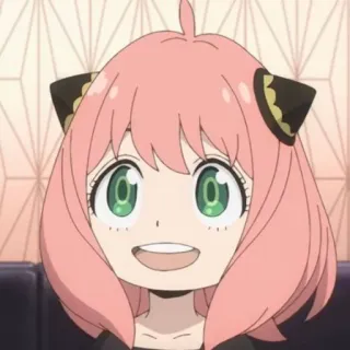 🥜 9cdc8395 Anya Forger Spy x Family 애니메이션, 만화, 스파이 패밀리, 아냐 포저, 귀여운, 웃는, 캐릭터, 분홍 머리 telegram sticker