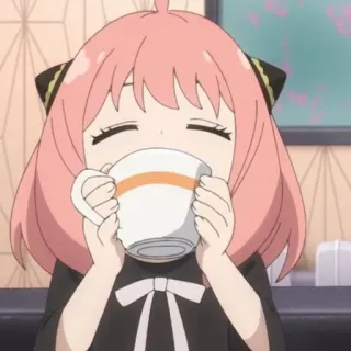 🥜 c1be9344 Anya Forger Spy x Family 아냐 포저, 스파이 패밀리, 애니, 귀여운, 마시는, 카와이, 치비 telegram sticker