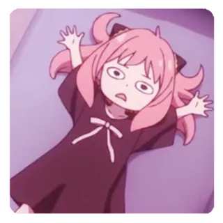 🍥 39a6a573 Anya Forger Spy x Family anya, spy family, anime, kartun, rambut merah muda, terkejut, imut whatsapp sticker