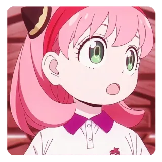 🍥 8a447664 Anya Forger Spy x Family Anya Forger, Spy x Family, anime, kartun, rambut merah muda, imut whatsapp sticker