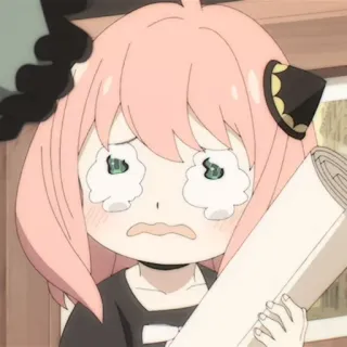 🍄 b0edea12 Anya Forger Spy x Family 动漫, 哭泣, 悲伤, 阿尼亚, 间谍过家家, 福杰 telegram sticker