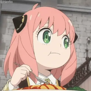 🤨 68d8c465 Anya Forger Spy x Family anya, spy x family, anime, mangiare, carino, cartone animato, divertente telegram sticker