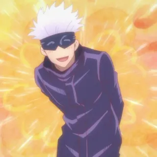 🥢 9243bce9 Satoru Gojo Jujutsu Kaisen อนิเมะ, โกโจ, ซาโตรุ, มหาเวทย์ผนึกมาร, ยิ้ม, มีความสุข whatsapp sticker