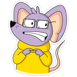 😬 2be2be19 ねずみ, 漫画, 不安, メガネ, キャラクター, 動物 telegram sticker