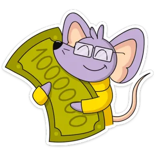 🤑 a95b7883 100000 お金, 漫画, ねずみ, 紙幣, 富, 金融 telegram sticker