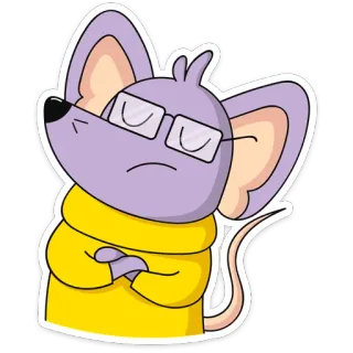 😕 b287dc20 ねずみ, 漫画, メガネ, セーター, 動物, イラスト telegram sticker