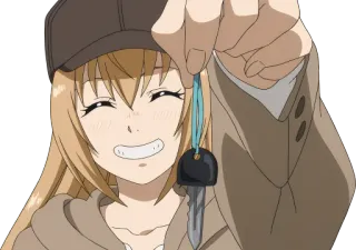 😁 348394cd Anime, Chìa khóa, Phim hoạt hình, Tóc vàng, Cười, Dễ thương telegram sticker