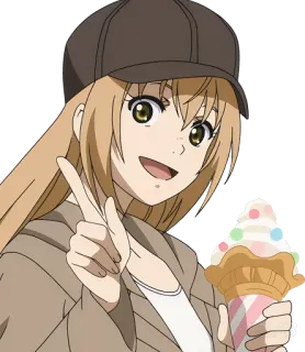 🍦 5d9ca1e4 Anime, Cô gái, Kem, Phim hoạt hình, Dễ thương, Vui vẻ telegram sticker