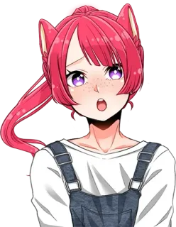 🥺 2a847771 O Anime, Cô gái, Dễ thương, Sốc, Thán từ, Ngạc nhiên, Tóc hồng, Tai mèo telegram sticker