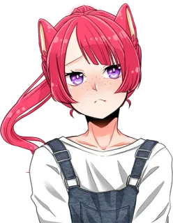 🥺 33b03efb anime, tai mèo, buồn, cô gái, tóc hồng telegram sticker