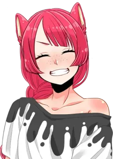 🥺 79b87506 anime, cô gái mèo, tóc đỏ, mỉm cười, vui vẻ, dễ thương telegram sticker