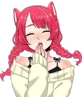 🥺 85846d92 Cô gái anime, Tai mèo, Tóc hồng, Kawaii, Dễ thương, Hoạt hình, Sticker, Tóc đỏ telegram sticker