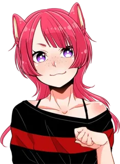 🥺 a9400ec0 anime, cô gái, tai mèo, tóc hồng, dễ thương, manga, hoạt hình telegram sticker