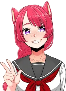 🥺 d3cba71d Anime, Cô gái, Dễ thương, Tóc Hồng, Tai Mèo, Đồng phục học sinh, Dấu hiệu hòa bình, Tàn nhang telegram sticker