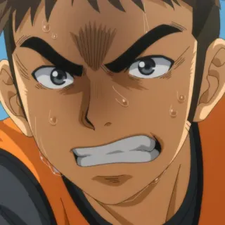 ⚽️ 03220f1f アニメ, 汗, イライラ, 決意, 不満, アニメキャラ telegram sticker