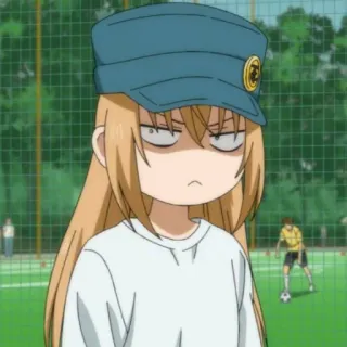 ⚽️ 5ff29496 アニメ, 女の子, しかめっ面, 帽子, 制服, キャラクター telegram sticker