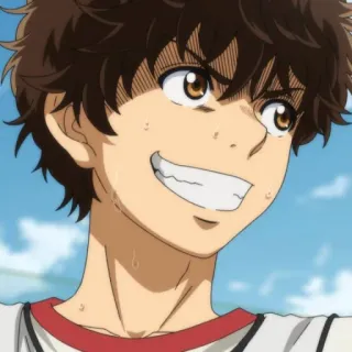 ⚽️ 9a7ff2b8 アニメ, 男の子, 笑顔, 汗, 興奮, 漫画 telegram sticker