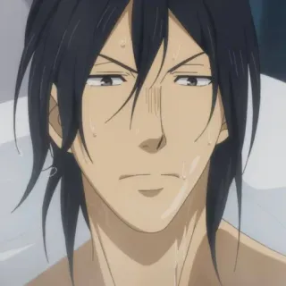 ⚽️ ecd2f557 アニメ, 男性, ポートレート, 汗, 真剣 telegram sticker