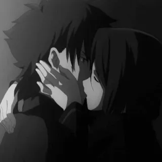 🖤 10d44556 baiser, amour, animé, romance, couple whatsapp sticker