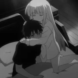 🤍 28cd90ba Anime, Fille, Garçon, Câlin, Câliner, Triste, Émotionnel whatsapp sticker