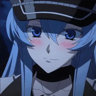 🥰 901f1e77 Esdeath Akame ga Kill! Anime, Fille, Esdeath, Akame ga Kill, cheveux bleus, uniforme militaire whatsapp sticker