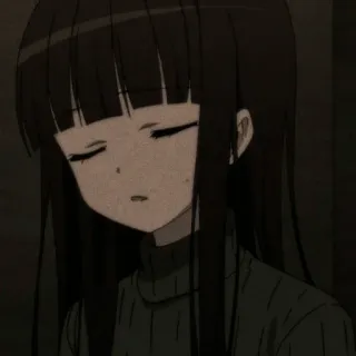 😪 924421f1 Anime, Fille, Triste, Cheveux noirs, Pull whatsapp sticker