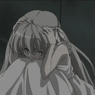 😞 b1e229bf animé, fille, triste, pleure, cheveux longs whatsapp sticker