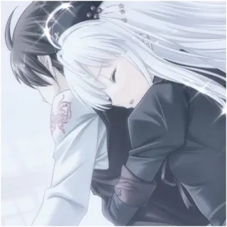 🤍 b2470cf8 Anime, Couple, Câlin, Amour, Manga, Kawaii, Amitié whatsapp sticker