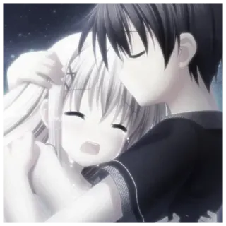 🤍 b75dd6ae animé, pleurer, émotions, couple, câlin, triste whatsapp sticker