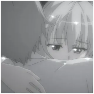 🤍 bc4ed2f8 Anime, Câlin, Triste, Émotions, Gris, Paillettes, Réconfort whatsapp sticker