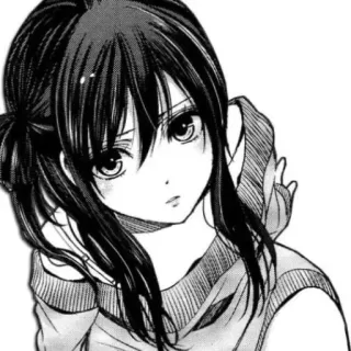 🙁 e1656b14 fille anime, manga, portrait, cheveux noirs, mignon, dessin animé whatsapp sticker